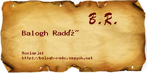Balogh Radó névjegykártya